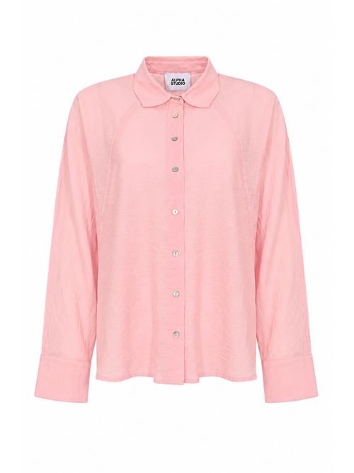 Camicia relaxed in mussola di cotone Rosa Alpha Studio | AD-6542L2015